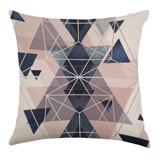 Blush Navy Geometric Linen Throw Pillow Cover