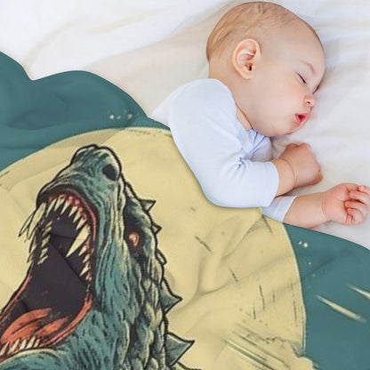 Vintage Japanese Godzilla Great Wave Throw Blanket