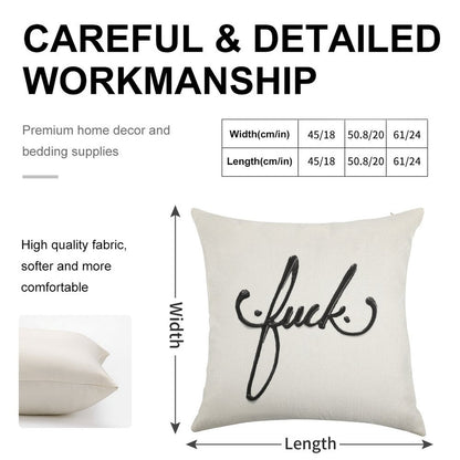 Cursive Curse Linen Throw Pillow Cover