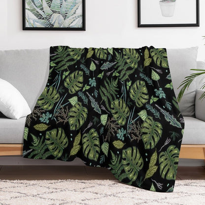 Green Summer Jungle Throw Blanket