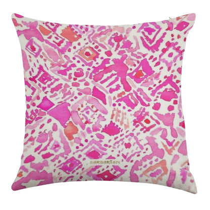 Cute Geometric Pink Linen Throw Pillow Cover