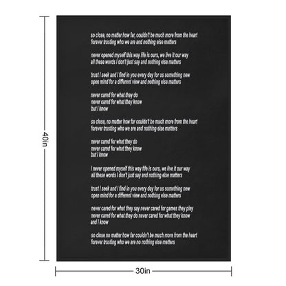 Metallica Nothing Else Matters Song Lyrics Throw Blanket