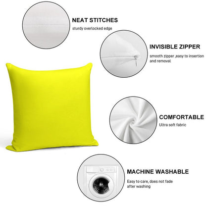 Neon Fluorescent Yellow  Yellowneon YellowFluro Yellow Soft Short Plush Fabric Throw Pillow