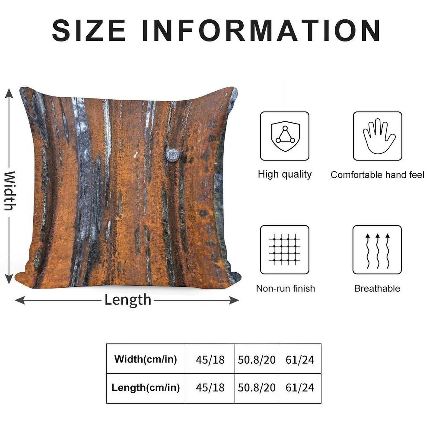 Rust Soft Short Plush Fabric Throw Pillow