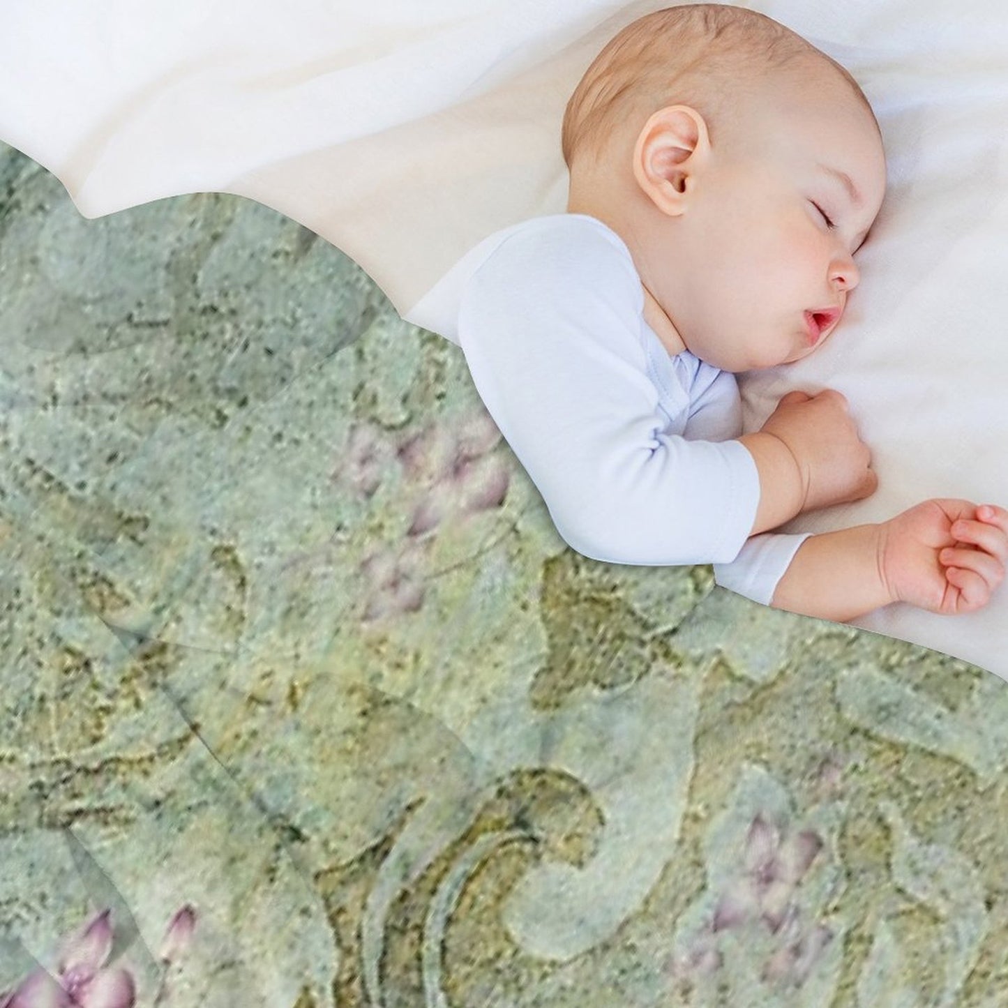 Vintage French Floral Wallpaper Throw Blanket