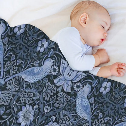 William Morris - Strawberry Thief, Blue Throw Blanket