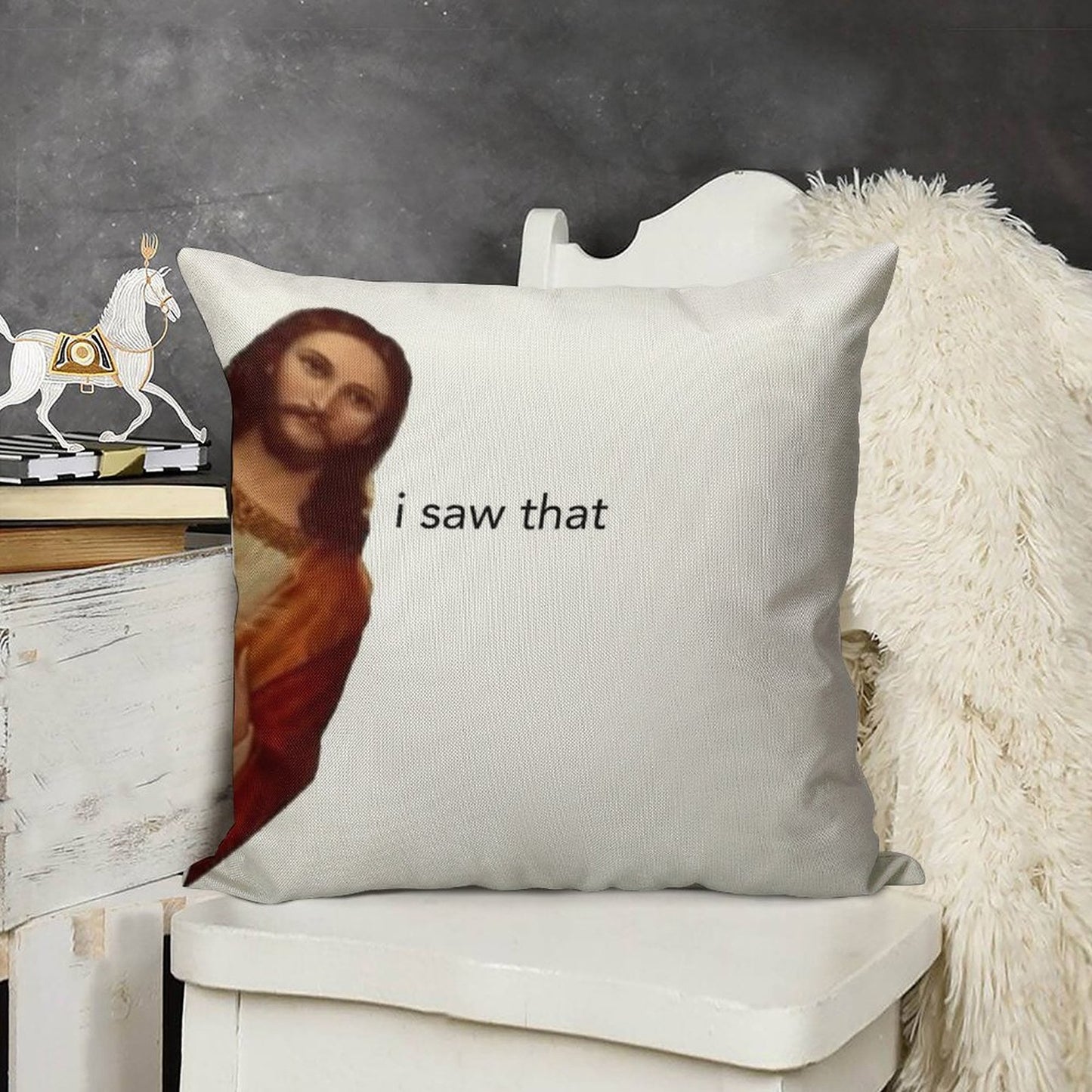 Jesus I Saw That Linen Throw Pillow Cover