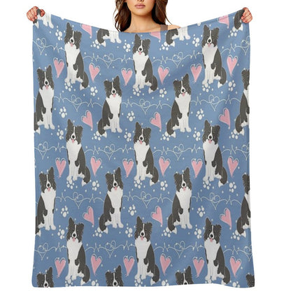 LOVE Border Collie - Black And White 3 Throw Blanket
