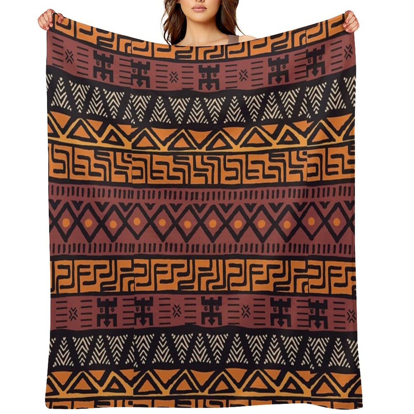 African Tribal Mudcloth Pattern Throw Blanket