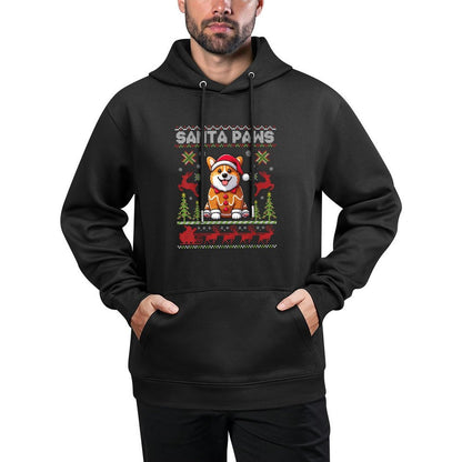 Pembroke Welsh Corgi Santa Paws Merry Christmas Ugly Sweater Breathable Fabric Hoodie