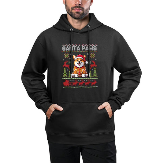 Pembroke Welsh Corgi Santa Paws Merry Christmas Ugly Sweater Breathable Fabric Hoodie