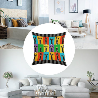 Greyhound Semaphore with Border Linen Throw Pillow Cover