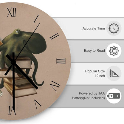Well-Read Octopus Wall Clock