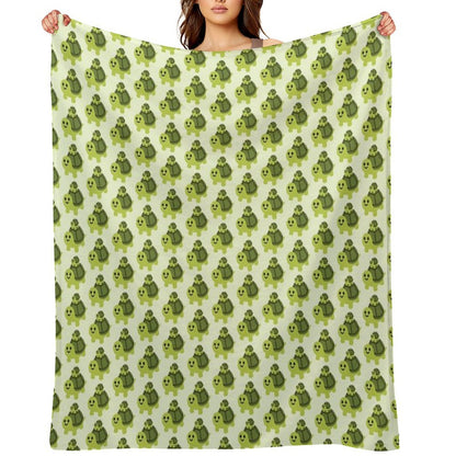 Two Turtles Small Turtle Tortoise Cute Happy Emoji Throw Blanket
