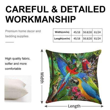 Parrots Linen Throw Pillow Cover