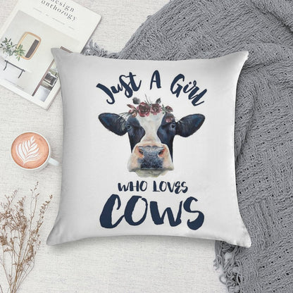 Animal Lovers Funny Gifts - Just A Girl Who Loves Cows Soft Warmth Comfort Throw Pillow