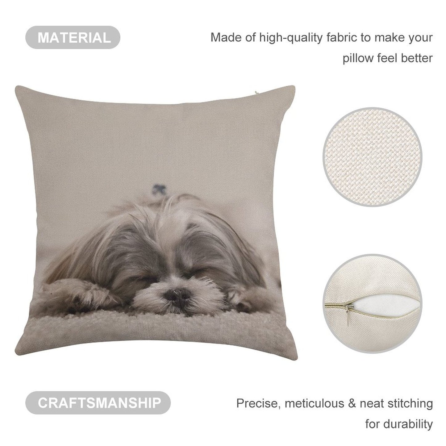 Shih Tzu Sleeping Linen Throw Pillow Cover
