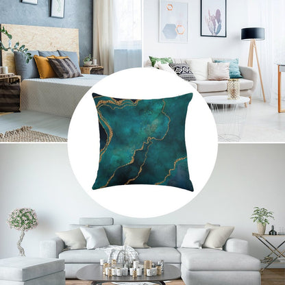 Golden Gemstone Glamour Mineral Linen Throw Pillow Cover