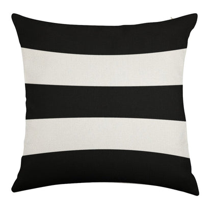 Modern Black White Striped Linen Throw Pillow Cover