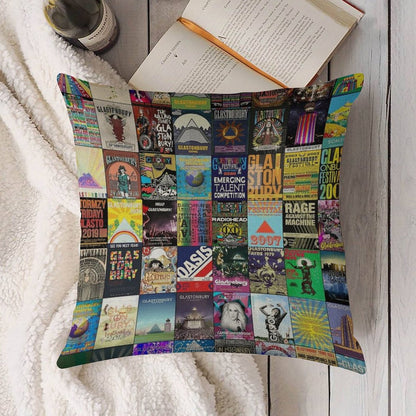 Glastonbury Festival Linen Throw Pillow Cover