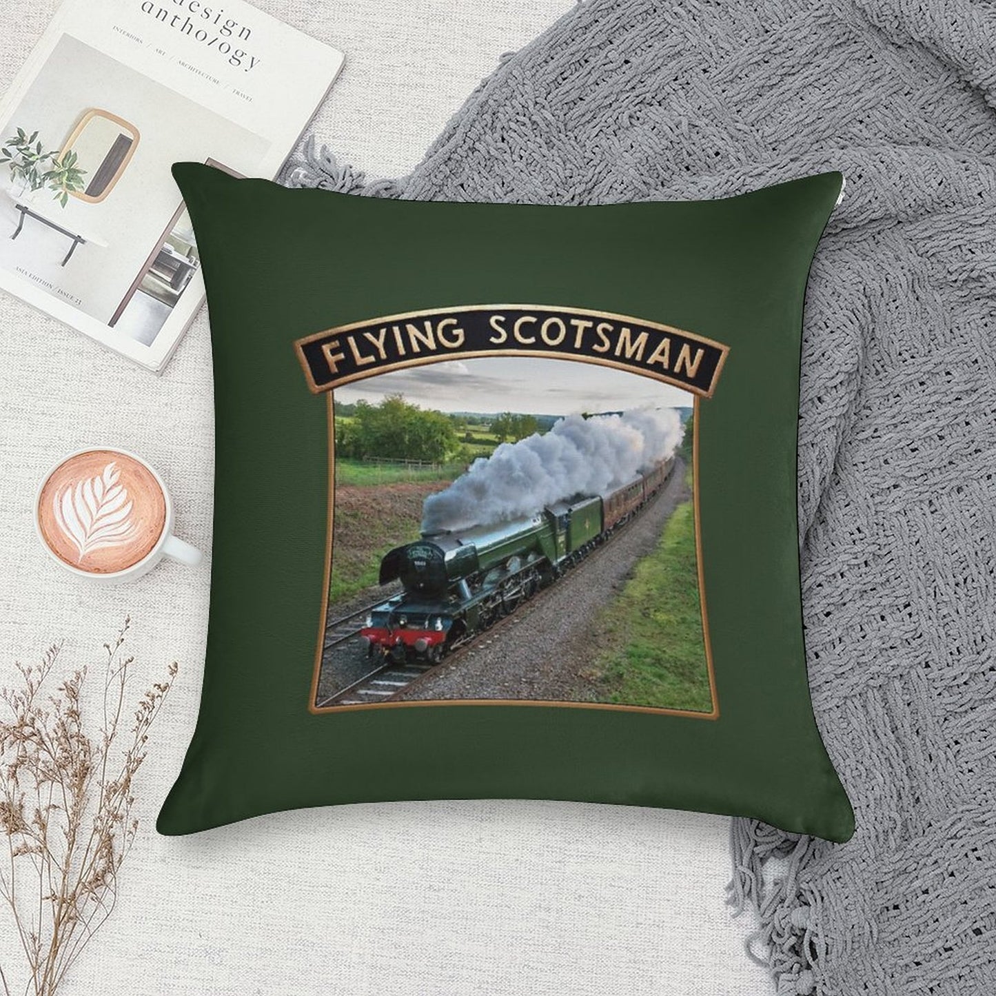 Flying Scotsman And Nameplate Soft Luxury Feel Throw Pillow