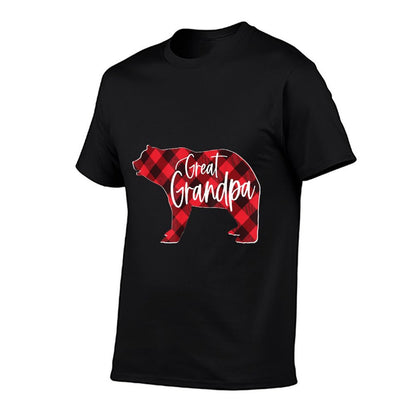 Mens Red Buffalo Plaid Great Grandpa Bear Matching Family Xmas  Fade-proof Color T-Shirt