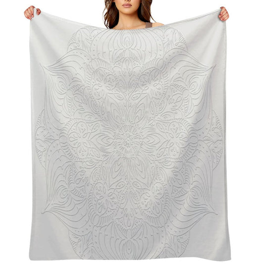 White Lace Mandala Throw Blanket