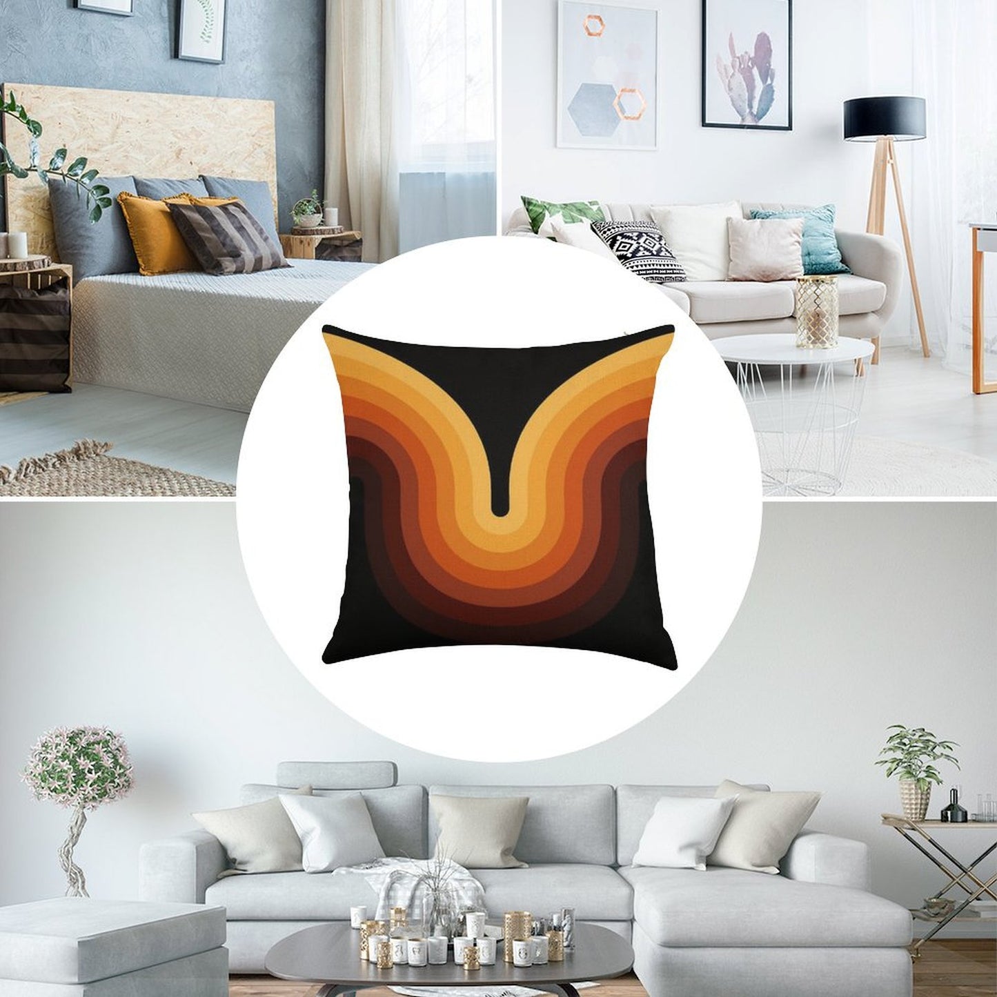 Retro Wave Linen Throw Pillow Cover
