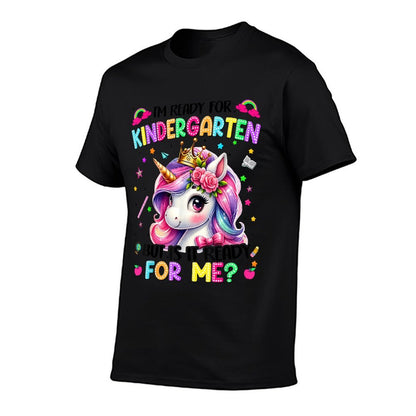 Im Ready For Kindergarten Unicorn First Day Of School Girls  Rolled Sleeves T-Shirt