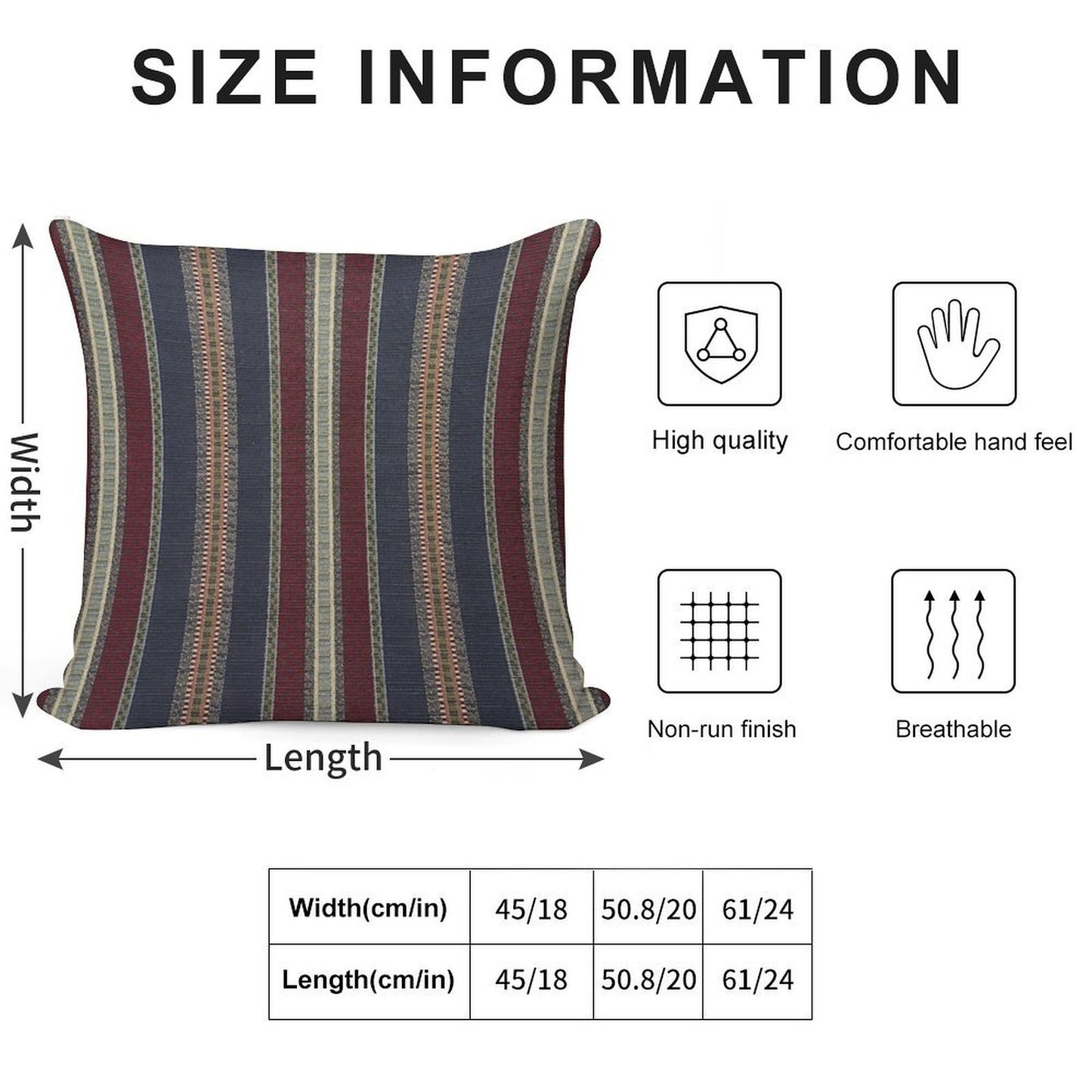 Navy Stripe Burgundy And Dark Blue Country Tapestry Soft Gift Ready Throw Pillow