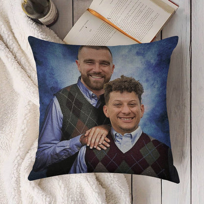 Kelce And Mahomes Stepbrothers Linen Throw Pillow Cover