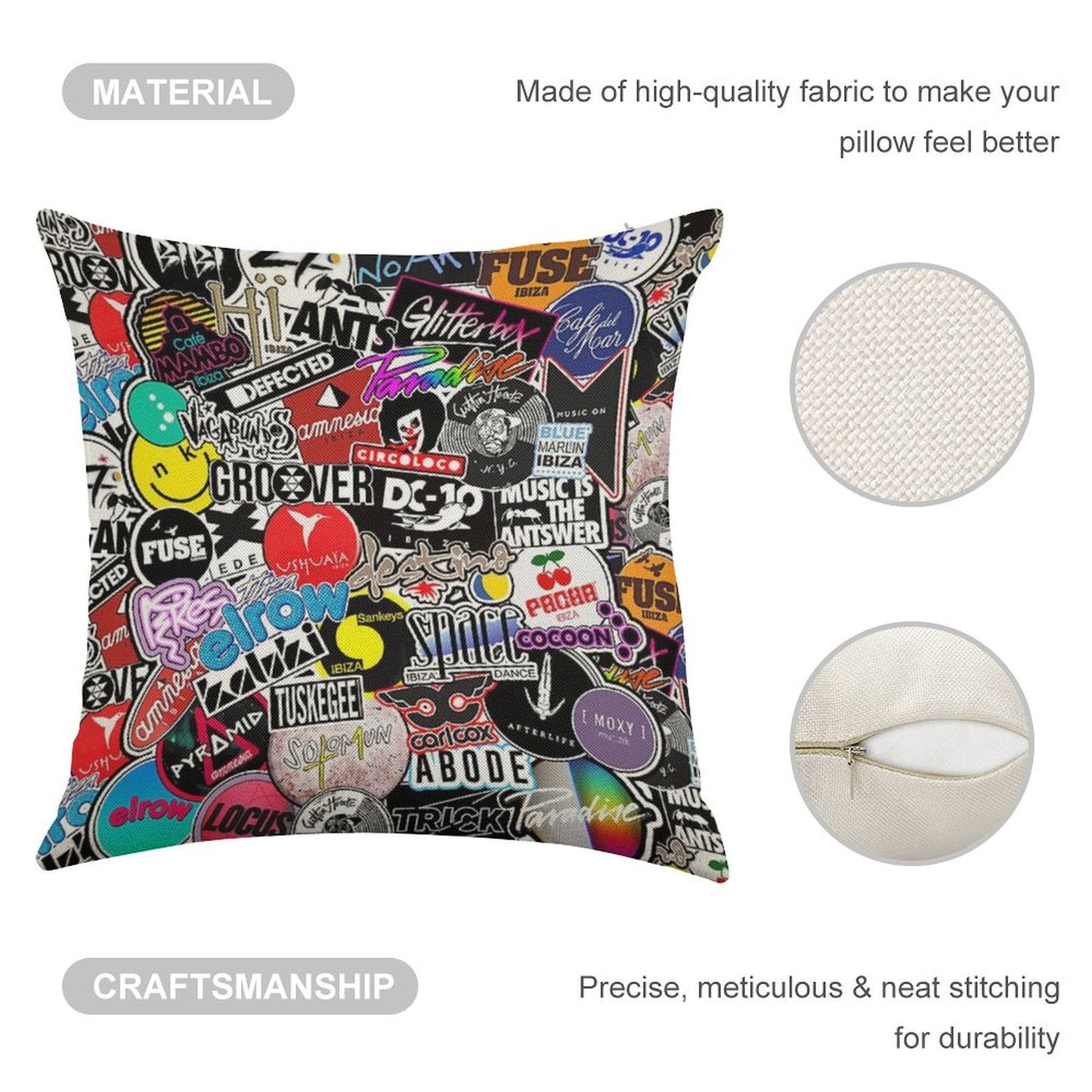 IBIZA CLUBS POSTER - 2022 EIVISSA Linen Throw Pillow Cover