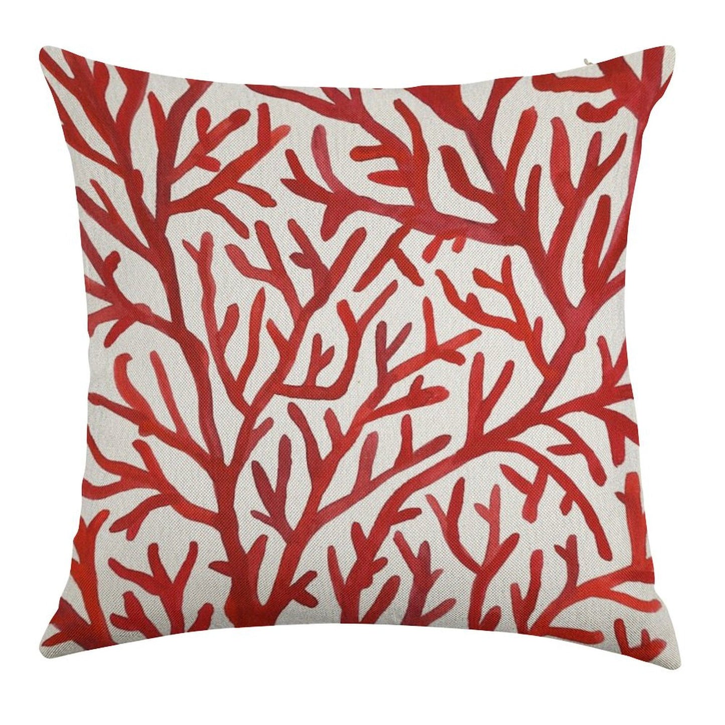 Red Coral Linen Throw Pillow Cover