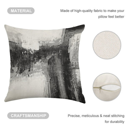 Black White Abstract Linen Throw Pillow Cover