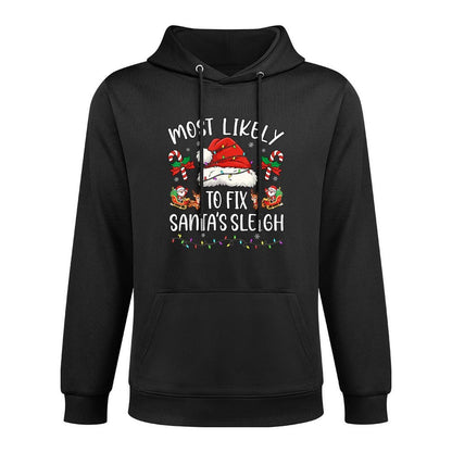 Most Likely to Fix Santa Sleigh Family Matching Christmas Machine Washable Hoodie