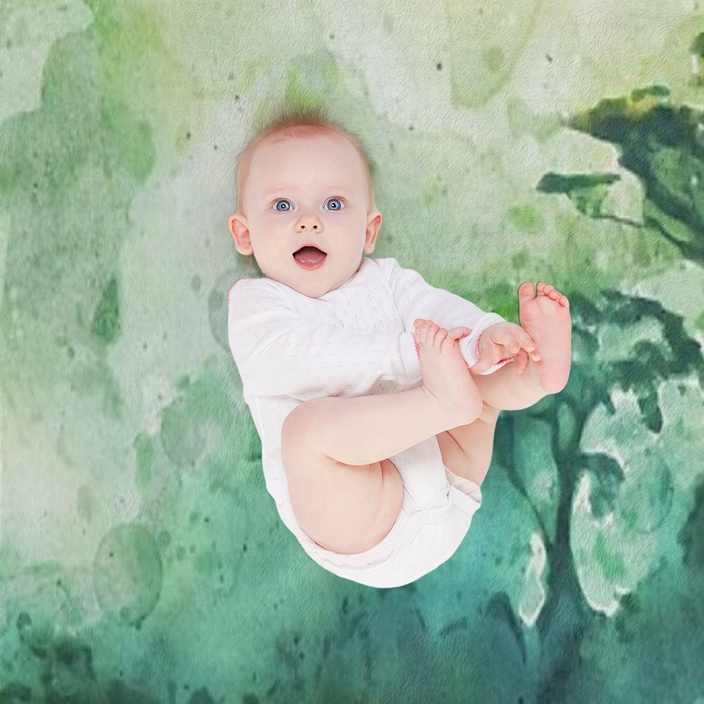 Green Forest_watercolor Painting Throw Blanket