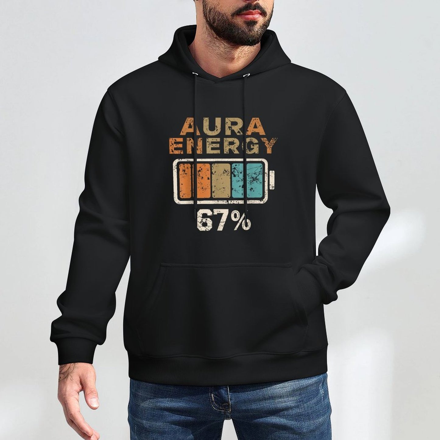 Aura Energy at 67 Six Seven Funny Gen Alpha Slang Meme Medium-Weight Fabric Hoodie