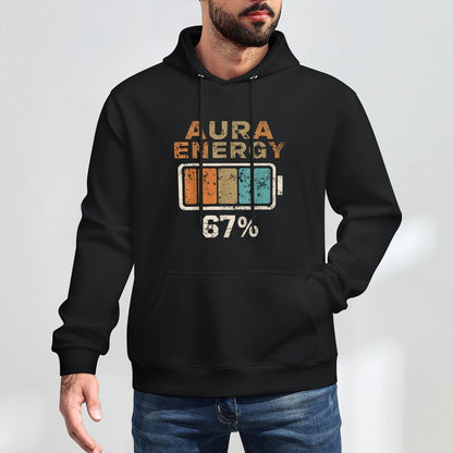Aura Energy at 67 Six Seven Funny Gen Alpha Slang Meme Medium-Weight Fabric Hoodie
