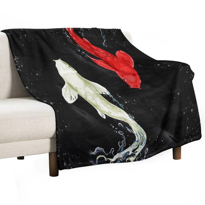 Koi Fishes Throw Blanket