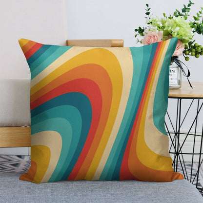 70s Retro Aesthetic Linen Throw Pillow Cover