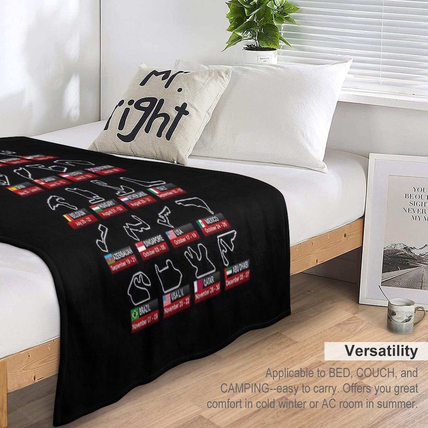 Calendar Formula Race Cars 2025 Circuits Sport Throw Blanket