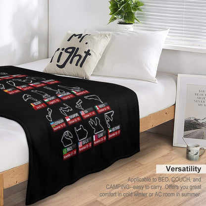Calendar Formula Race Cars 2025 Circuits Sport Throw Blanket
