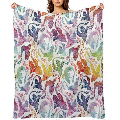 Dragon Fire Rainbow Throw Blanket