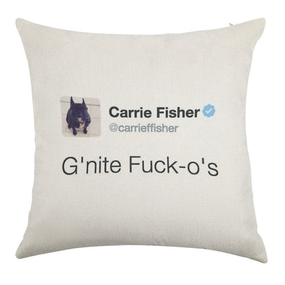 Carrie Fisher Tweets Linen Throw Pillow Cover