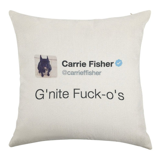 Carrie Fisher Tweets Linen Throw Pillow Cover