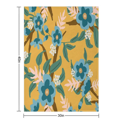 Yellow Floral Throw Blanket