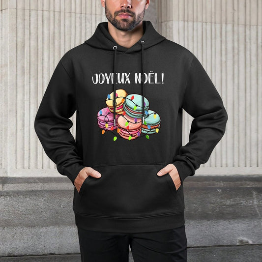 Merry Christmas in French  Macarons Joyeux Noel Cotton-Polyester Blend Hoodie