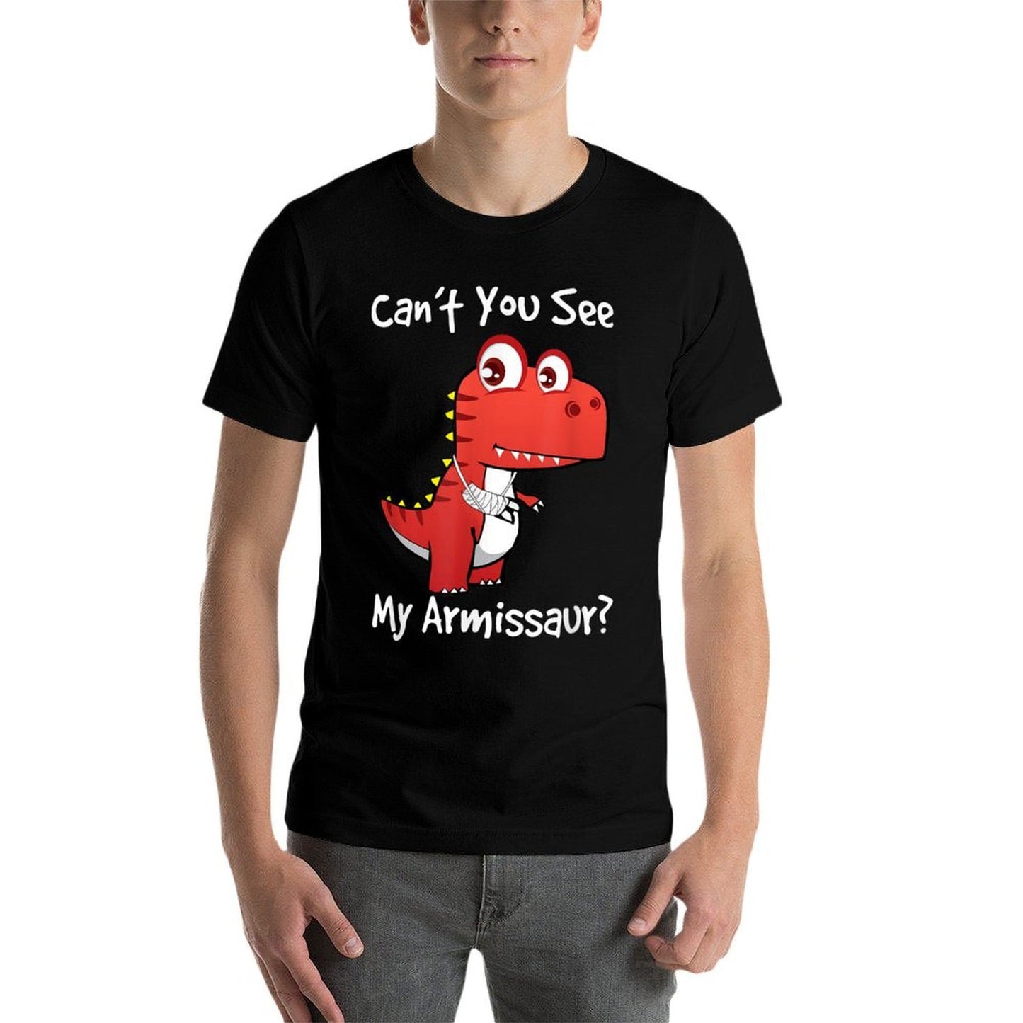 Funny Get Well Broken Arm Dinosaur with A Cast My Armissaur  Heathered Texture T-Shirt