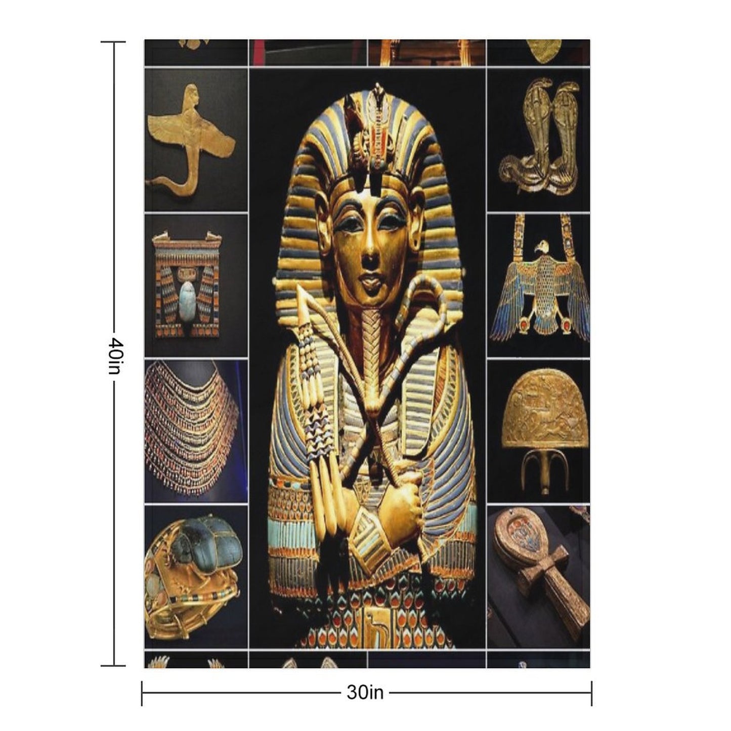 King Tutankhamun Artifacts Throw Blanket