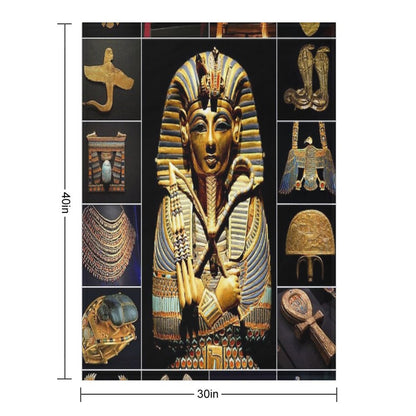 King Tutankhamun Artifacts Throw Blanket